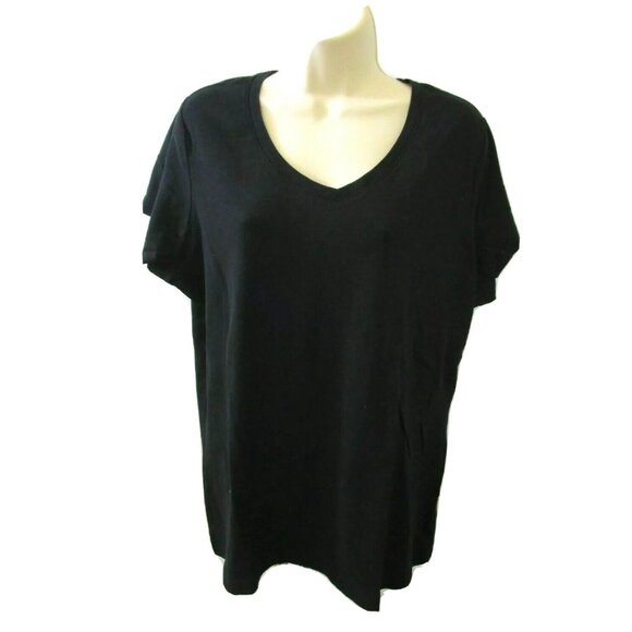 St John's Bay Plus Size 1X Tees Tops 1 Black 1 Beige Short Sleeve Lot of 2 EUC - Picture 2 of 12